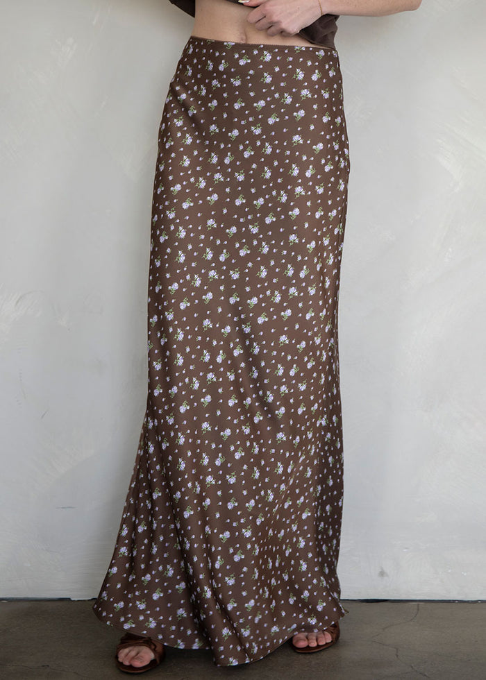 Juliette Floral Maxi Skirt - Brown