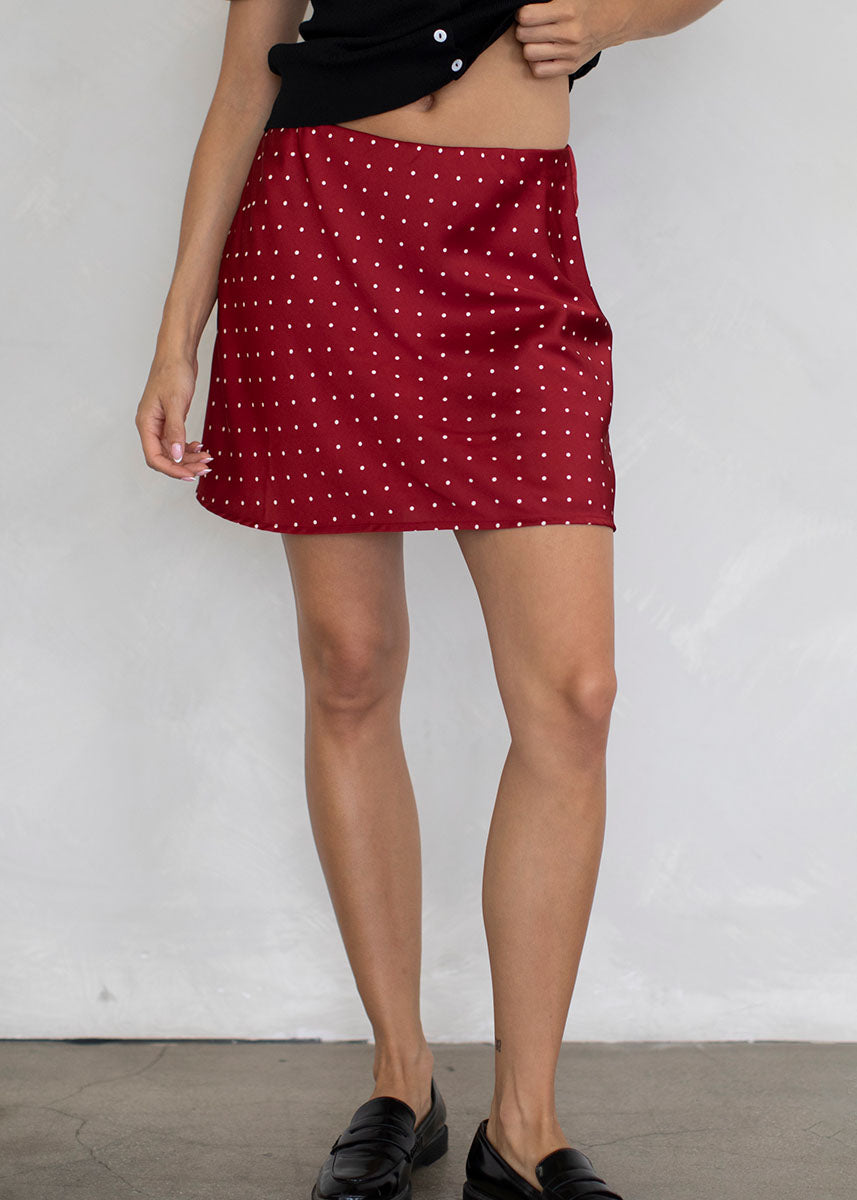 Jess Polka Dot Mini Skirt - Red