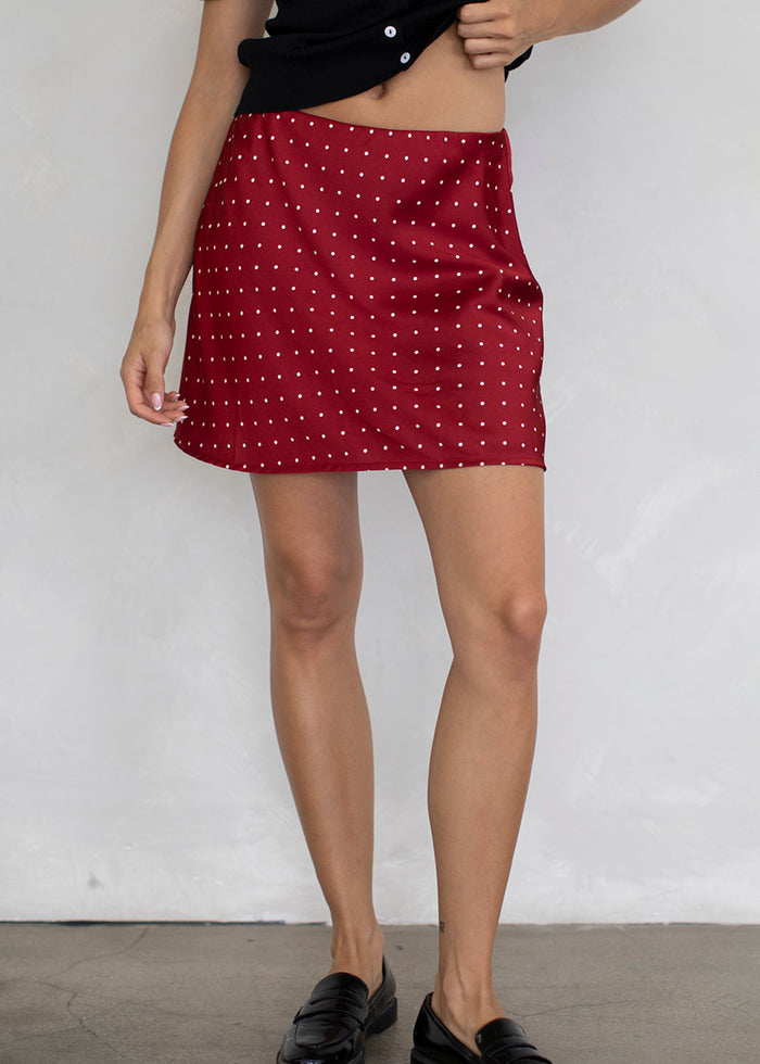 Jess Polka Dot Mini Skirt - Red