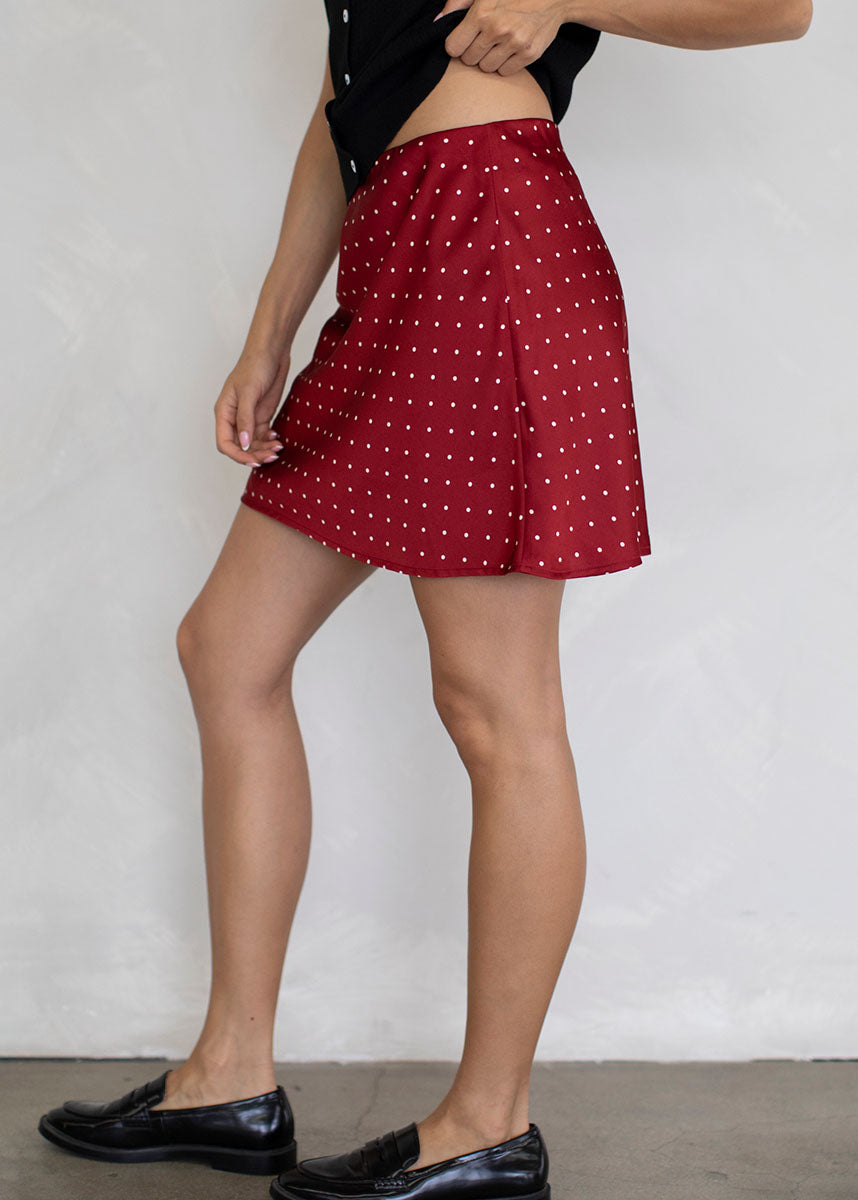 Jess Polka Dot Mini Skirt - Red