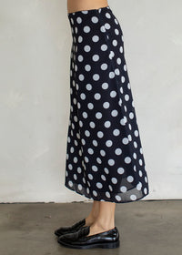 Sheer Dot Midi Skirt - Black