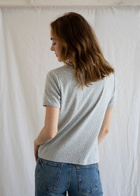 Ditsy Floral Pointelle Top - Heather Grey