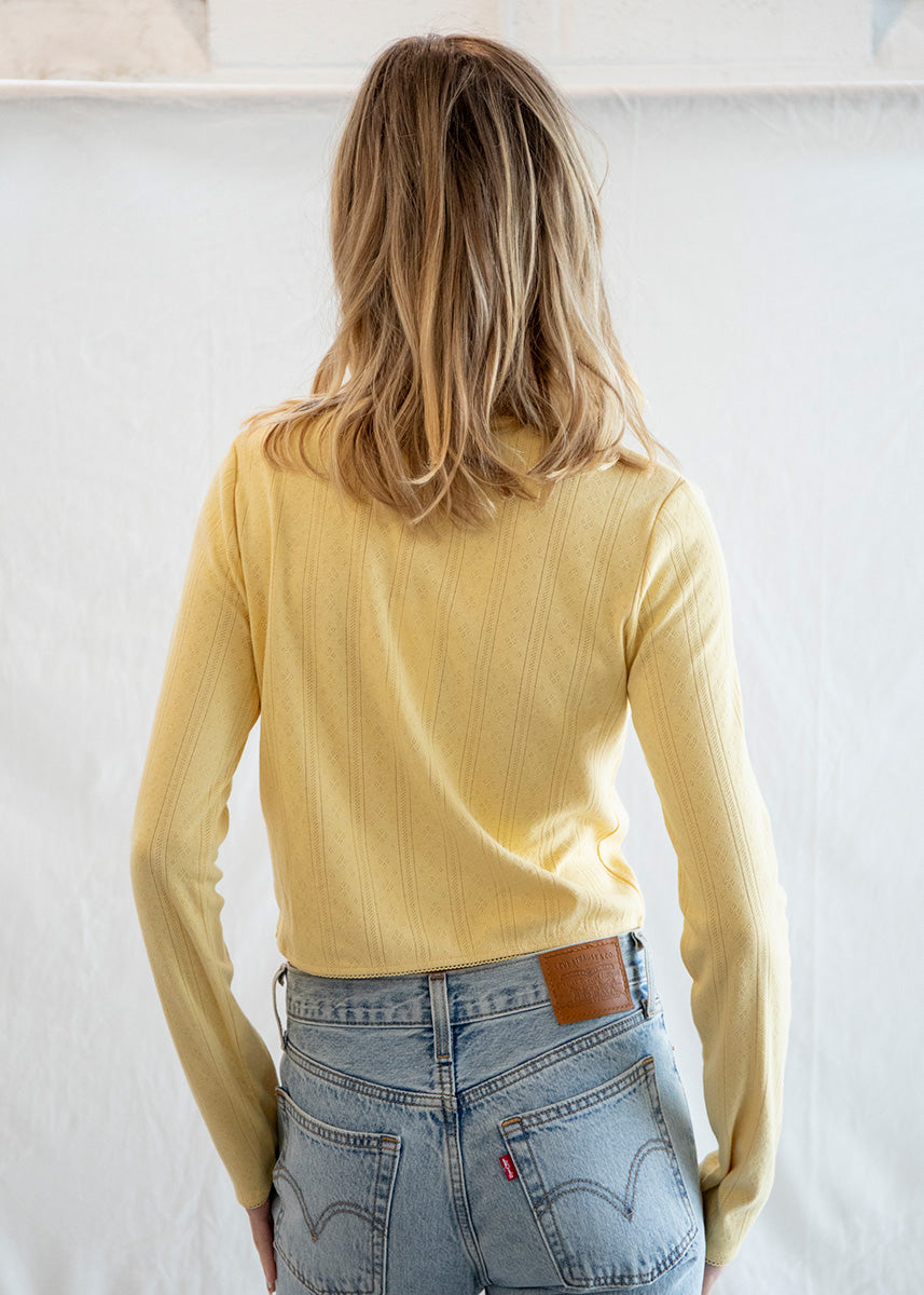 Matilda Pointelle Cardigan - Butter