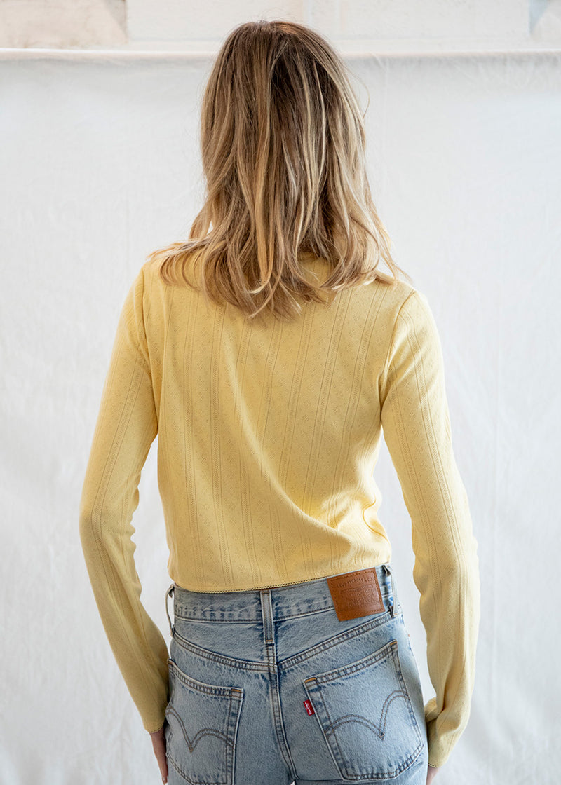 Matilda Pointelle Cardigan - Butter