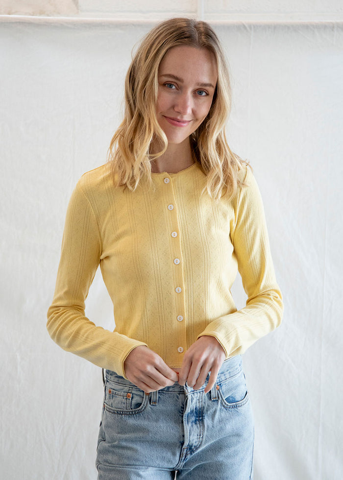 Matilda Pointelle Cardigan - Butter