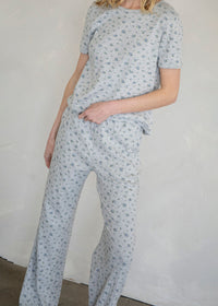 Ditsy Floral Pointelle Pants - Heather Grey