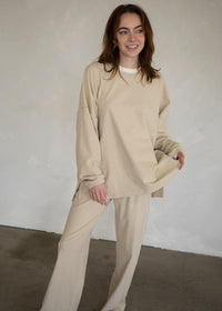Polly Fleece Oversized Top - Beige