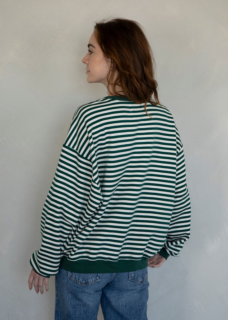 Maeve Striped Pullover - Ivory & Green