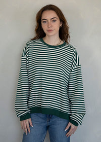 Maeve Striped Pullover - Ivory & Green