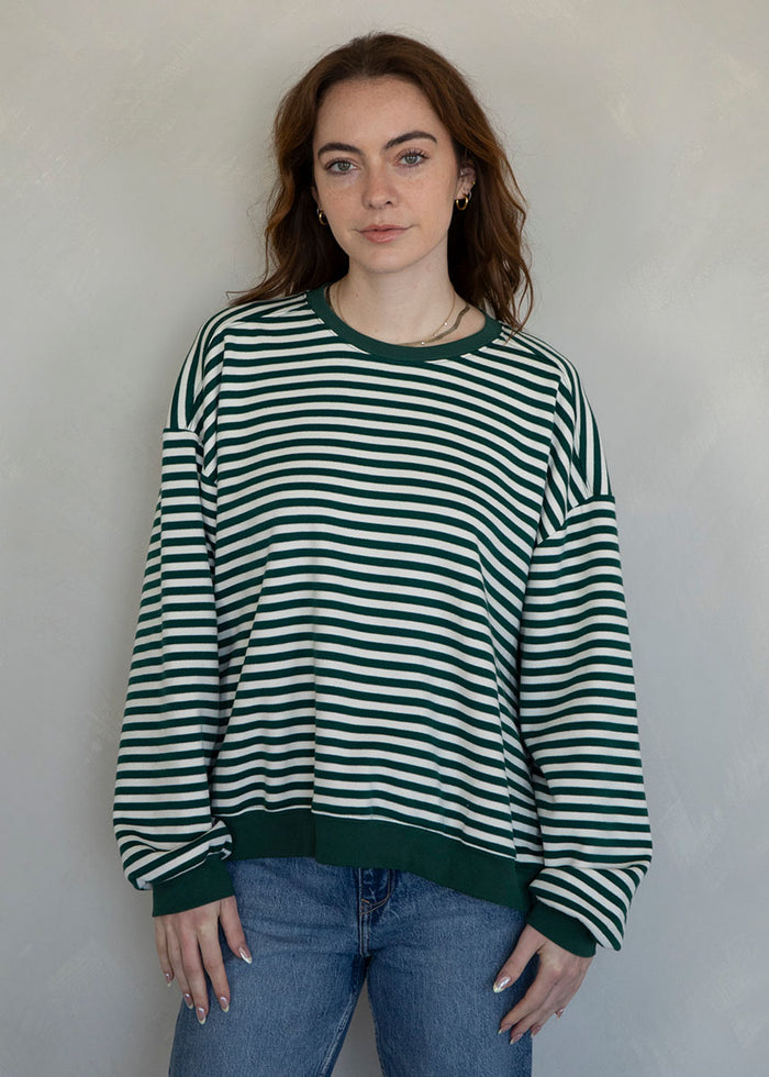 Maeve Striped Pullover - Ivory & Green
