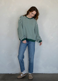 Maeve Striped Pullover - Ivory & Green