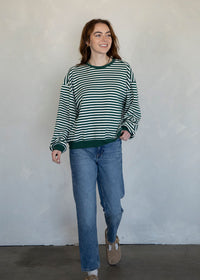Maeve Striped Pullover - Ivory & Green