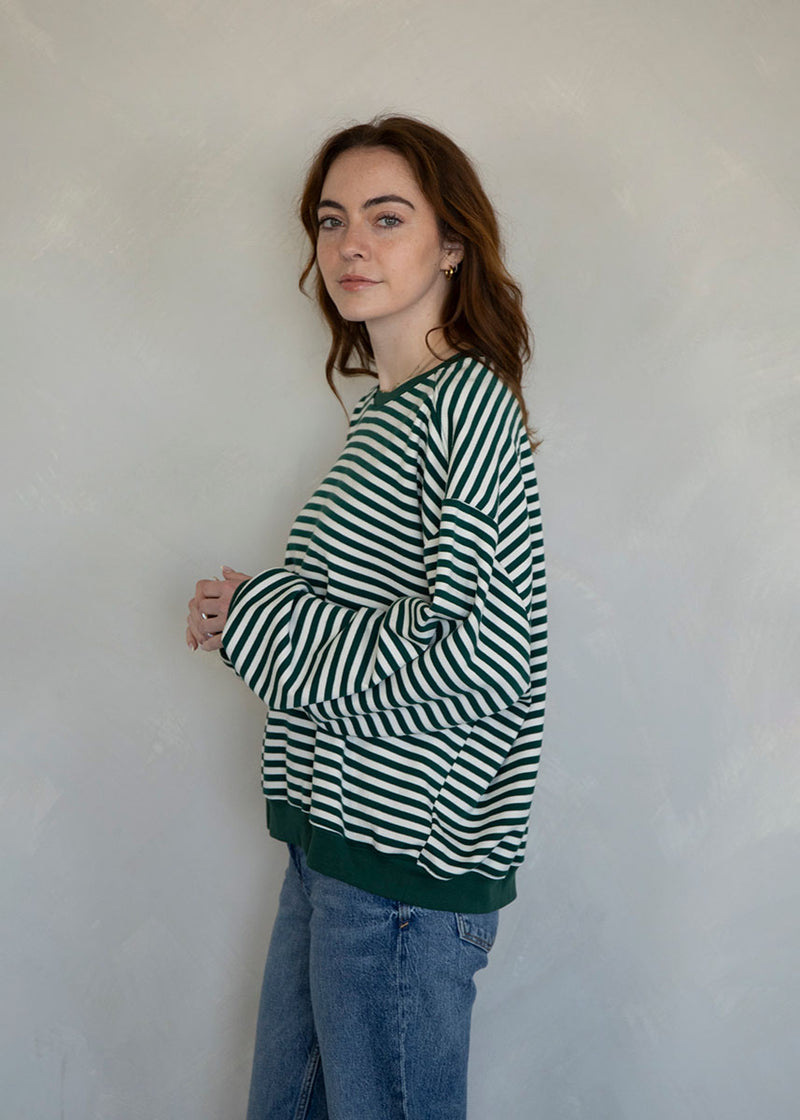 Maeve Striped Pullover - Ivory & Green