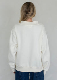 Marjorie Fleece Wide Neck Sweatshirt - Cream