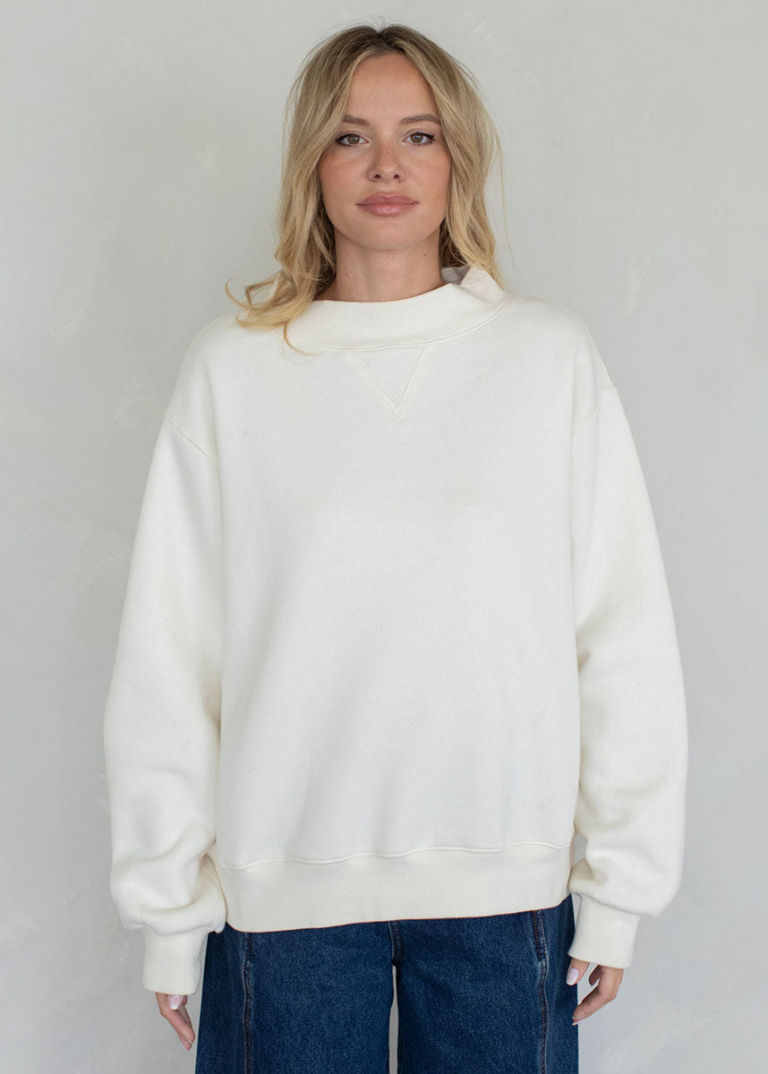 Marjorie Fleece Wide Neck Sweatshirt - Cream