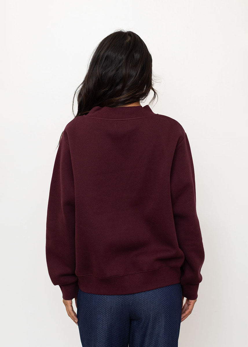Nelly Fleece Wide Neck Sweatshirt - Maroon