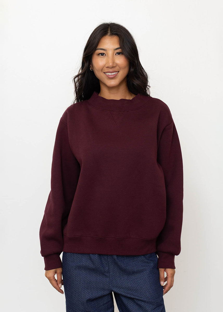 Nelly Fleece Wide Neck Sweatshirt - Maroon