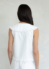 June Ruffle Collar Tie Top - White