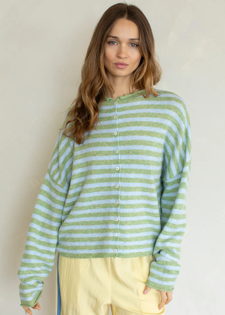 Piper Striped Cardigan - Matcha