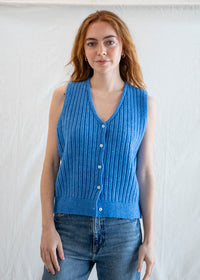 Frances Granny Vest - Blue