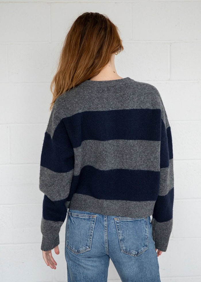 Billie Bold Stripe Cardigan - Charcoal