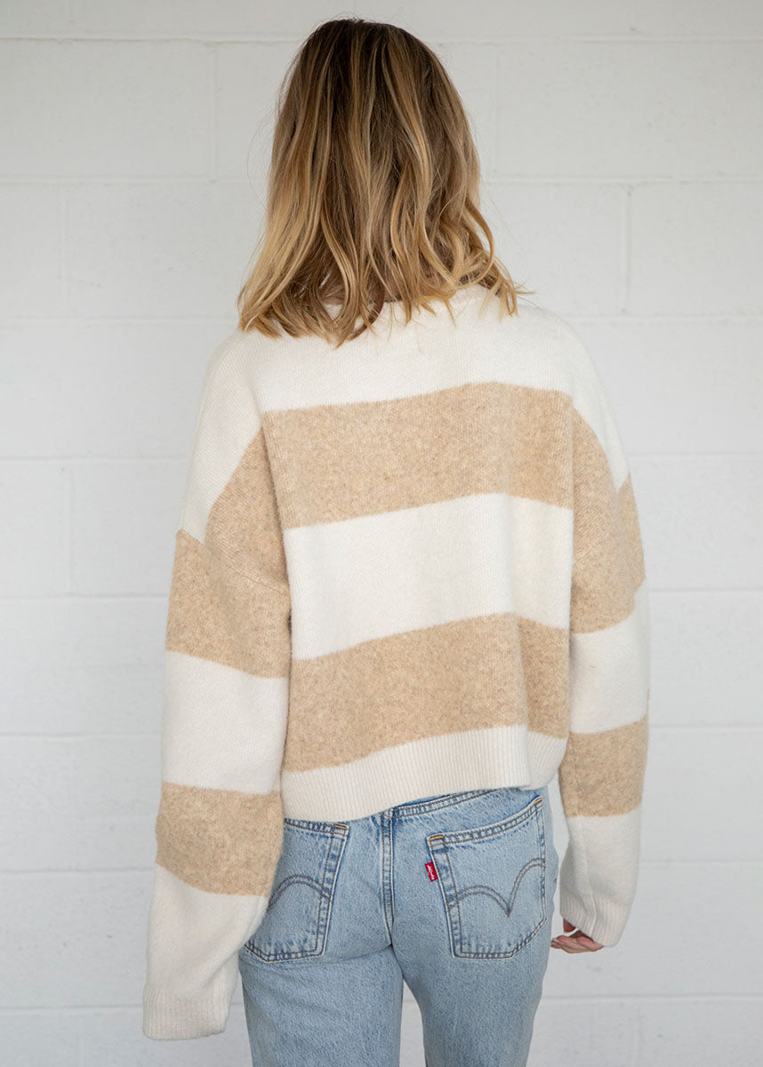 Billie Bold Stripe Cardigan - Cream