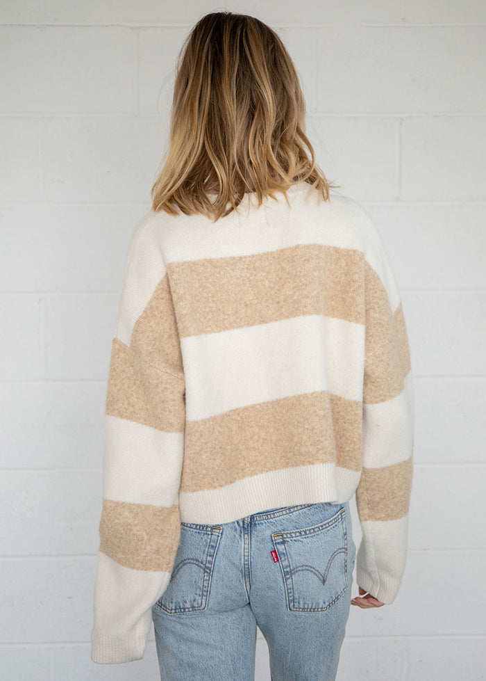 Billie Bold Stripe Cardigan - Cream
