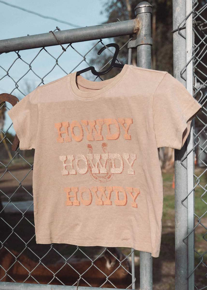 Howdy Girls Boxy Tee - Mineral Wheat