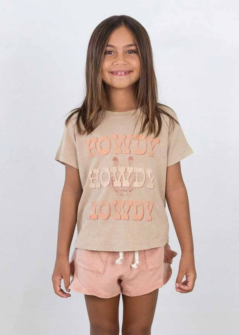 Howdy Girls Boxy Tee - Mineral Wheat