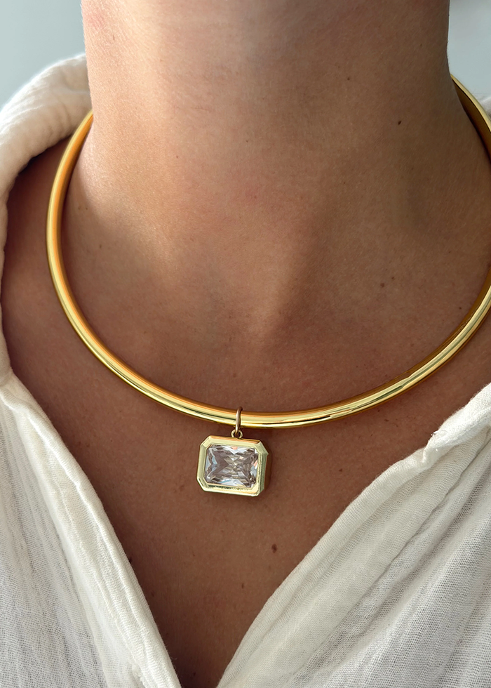 Wide Collar Charm Necklace - Rectangle Maine