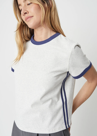 The Cait Top - Heather Grey & Navy