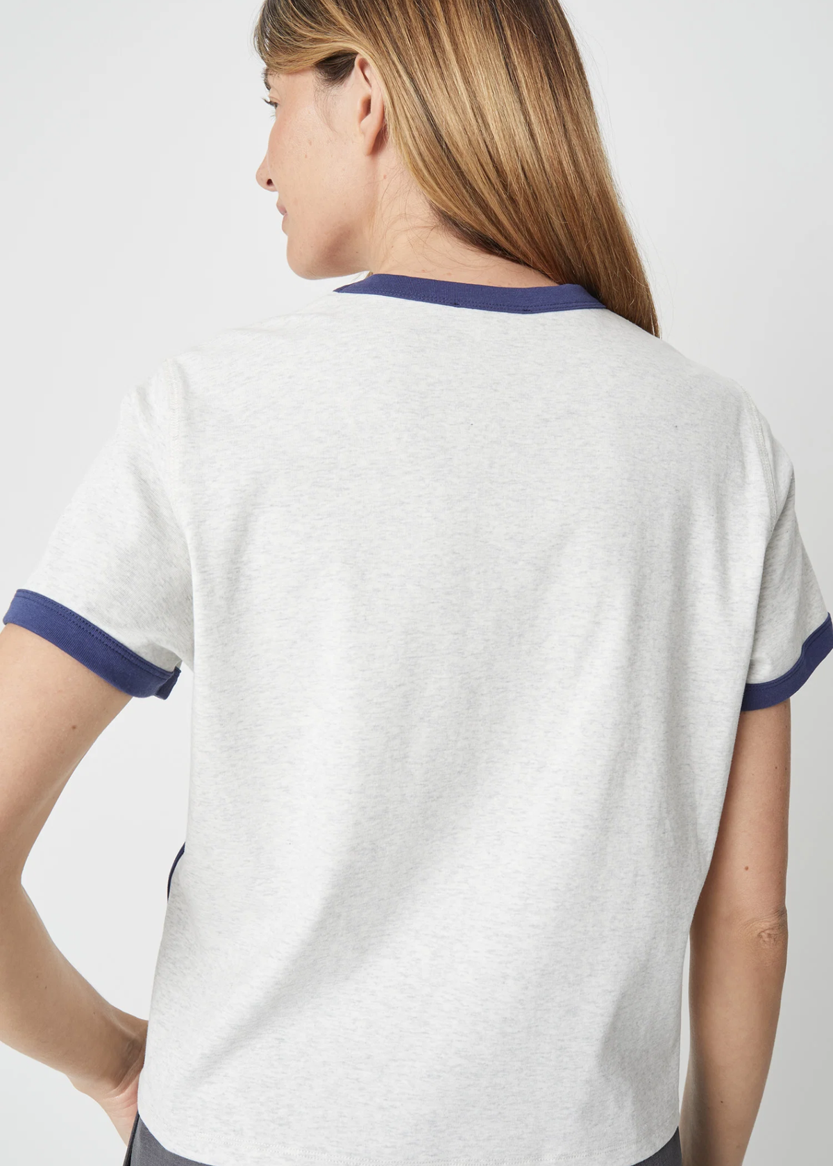 The Cait Top - Heather Grey & Navy
