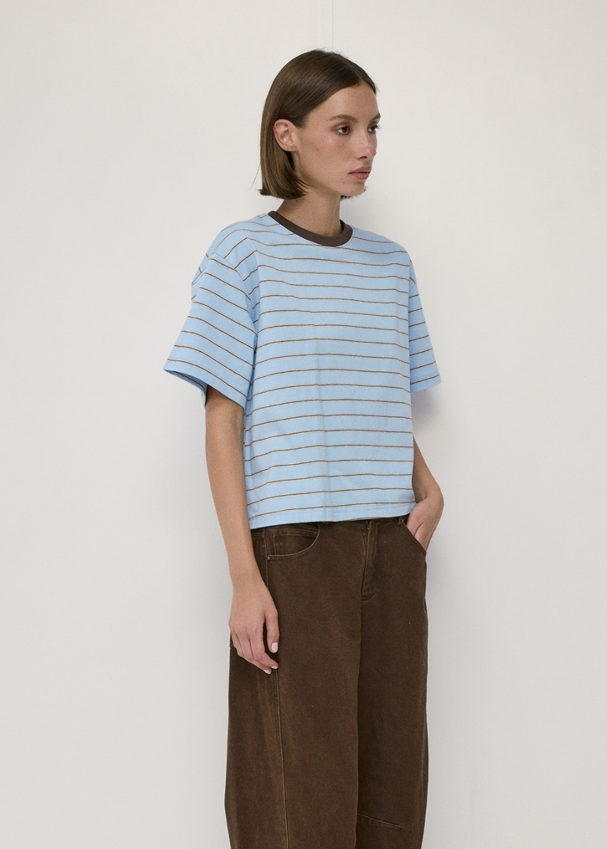 The Luna Top - Light Blue & Grey