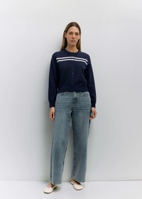 The Maeve Cardigan - Navy & Heather Grey