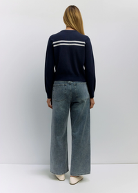 The Maeve Cardigan - Navy & Heather Grey