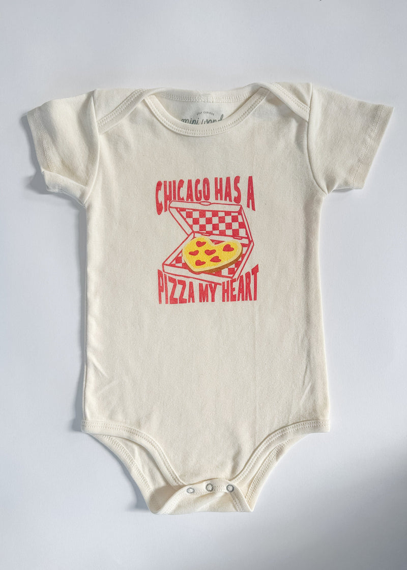 Chicago Has a Pizza My Heart Onesie - Natural