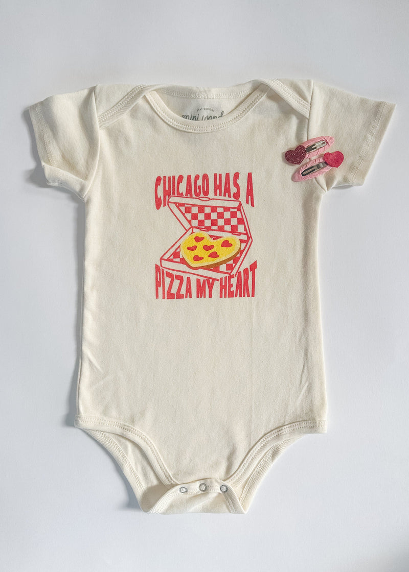 Chicago Has a Pizza My Heart Onesie - Natural