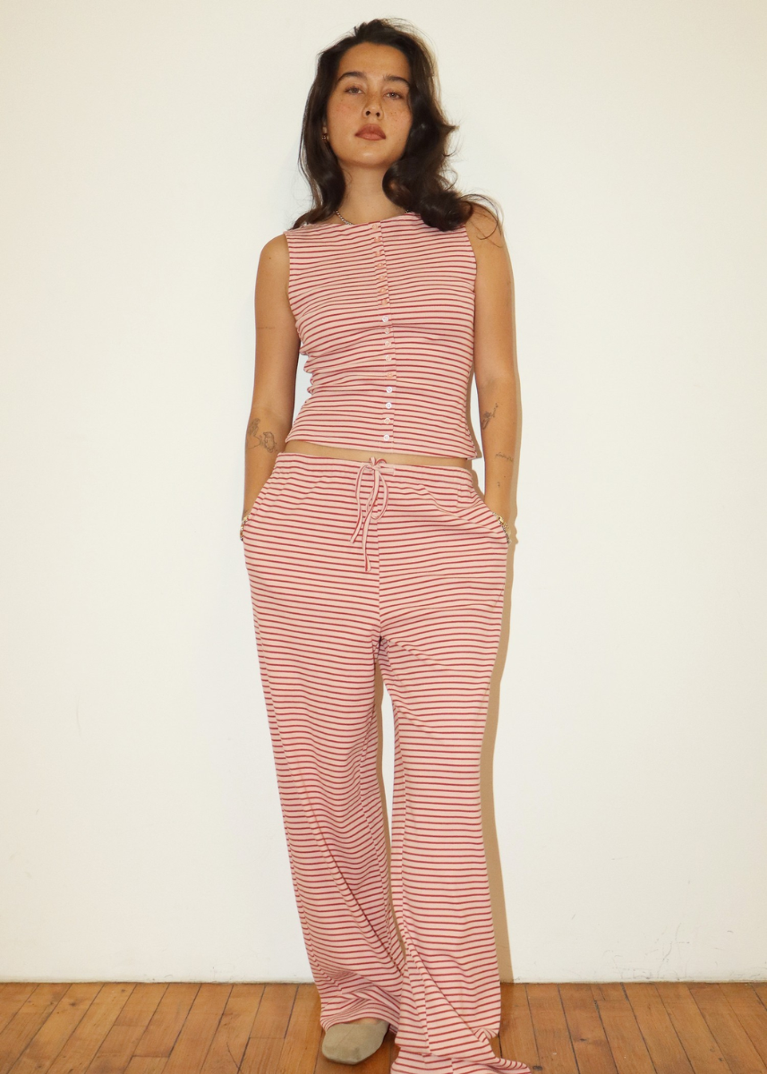 Victoria Button Tank - Strawberry