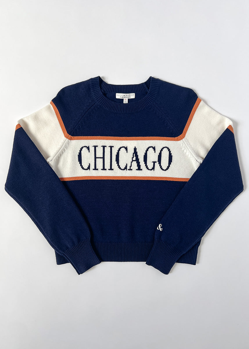 Chicago Vintage Block Stripe Sweater - Navy