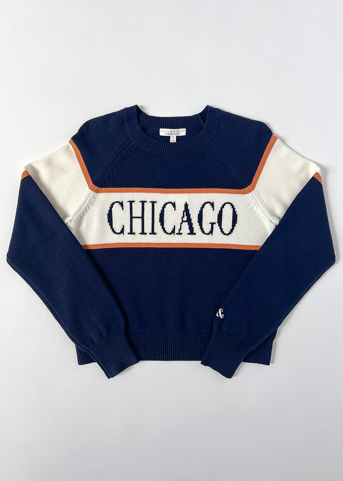Chicago Vintage Block Stripe Sweater - Navy