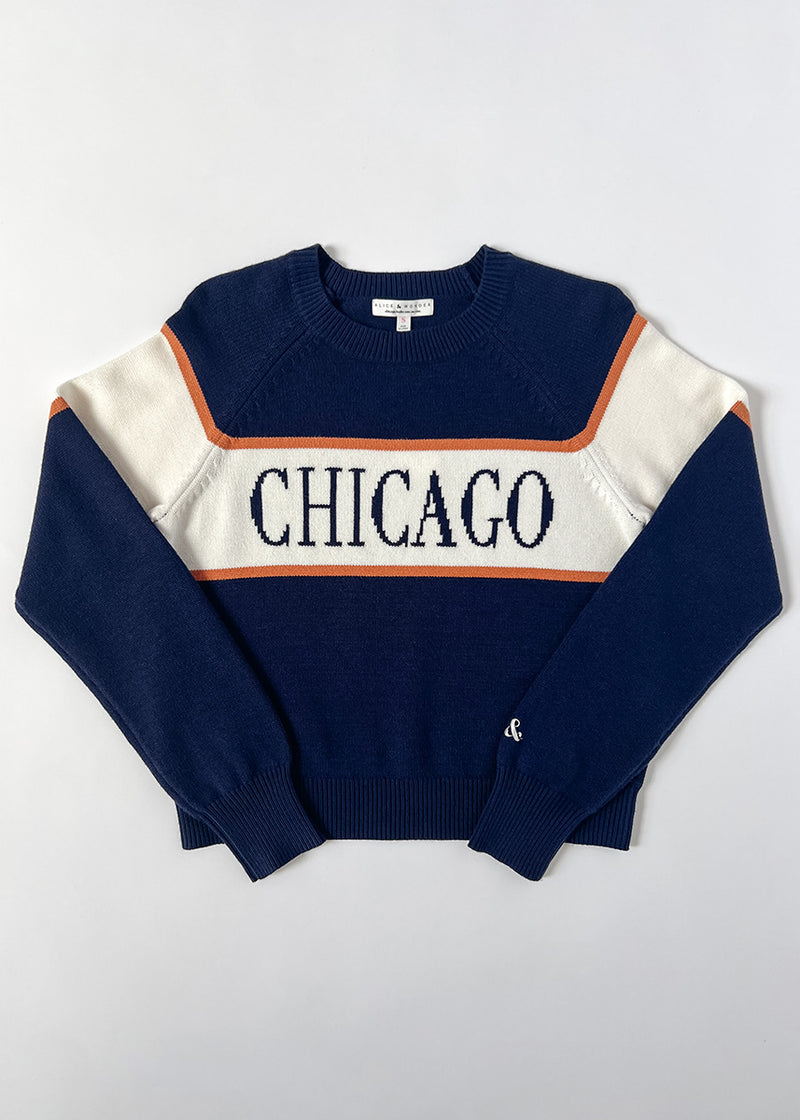 Chicago Vintage Block Stripe Sweater - Navy