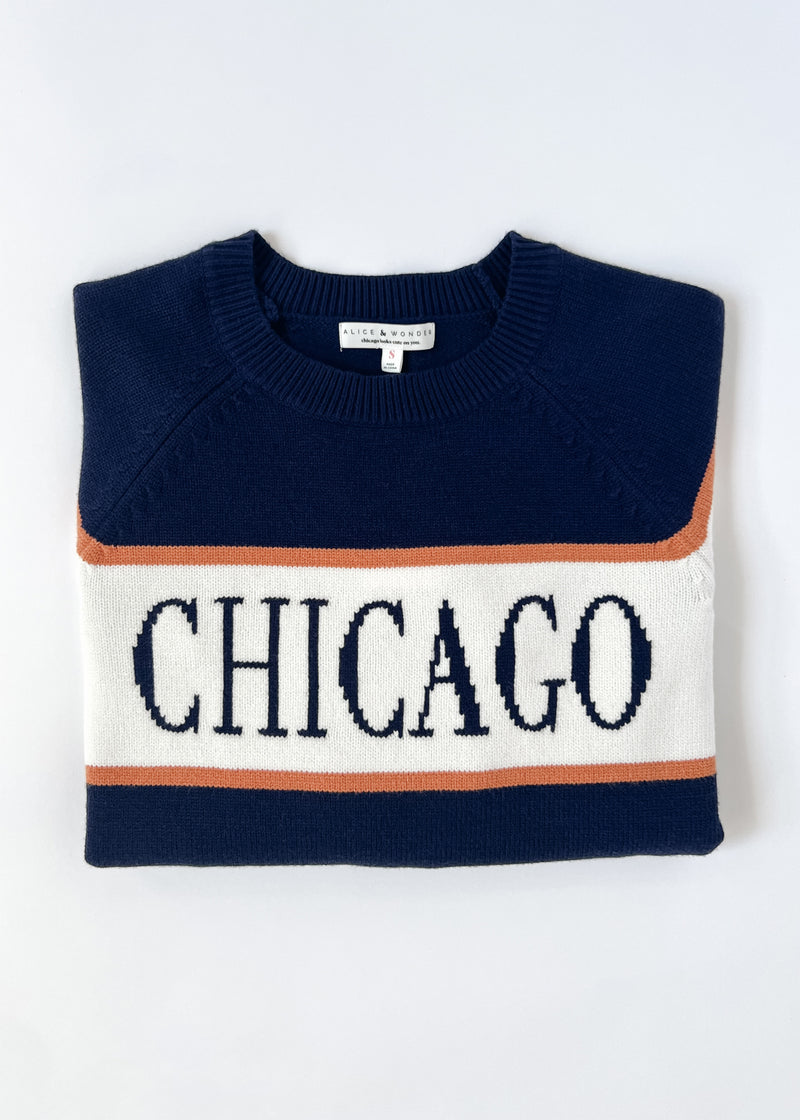 Chicago Vintage Block Stripe Sweater - Navy