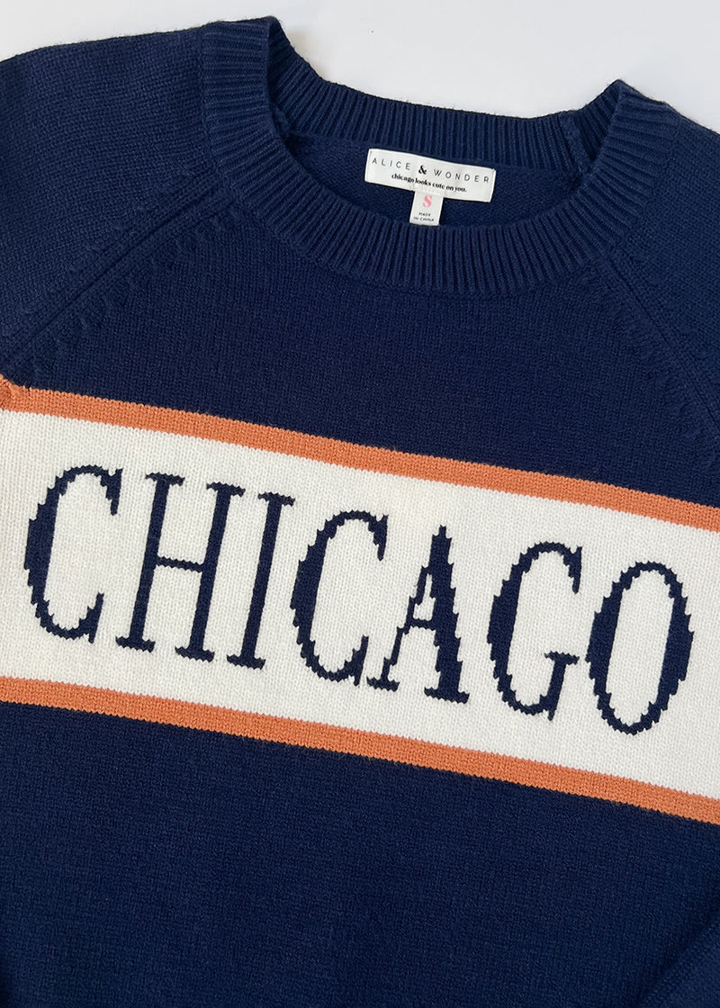 Chicago Vintage Block Stripe Sweater - Navy