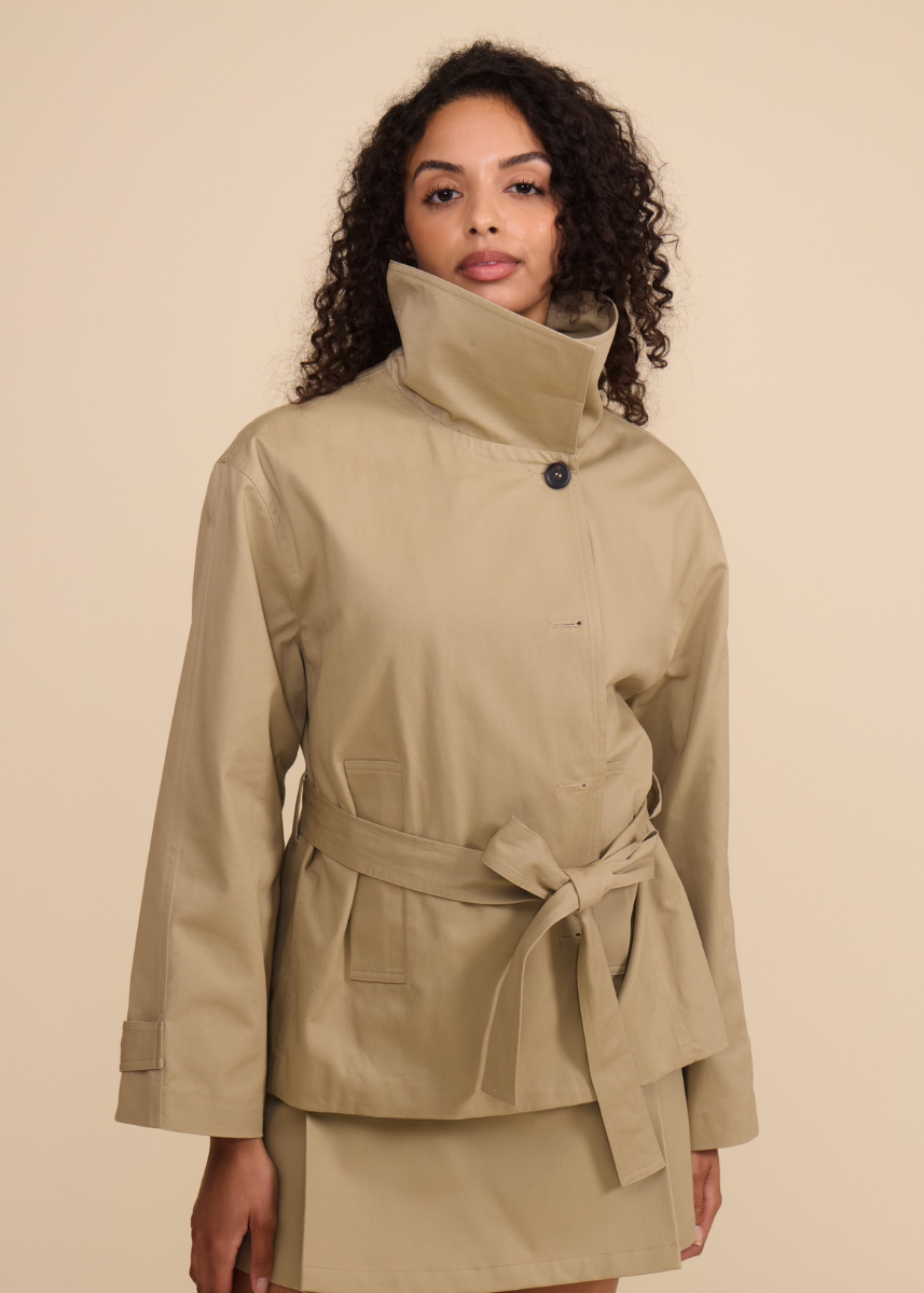 Vivenne Funnel Neck Jacket - Khaki