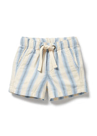 Organic Tie Short - Deep Blue Stripe
