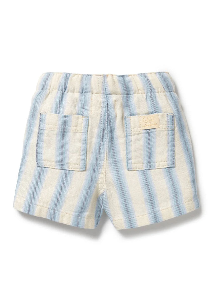 Organic Tie Short - Deep Blue Stripe