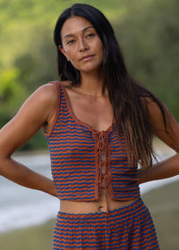 Hot Tides Knit Tie Tank - Sedona