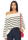 Coralie Striped Off-Shoulder Sweater - Black & Antique White