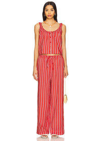Betty Stripe Scoop Neck Cami - Vibrant Red Multi