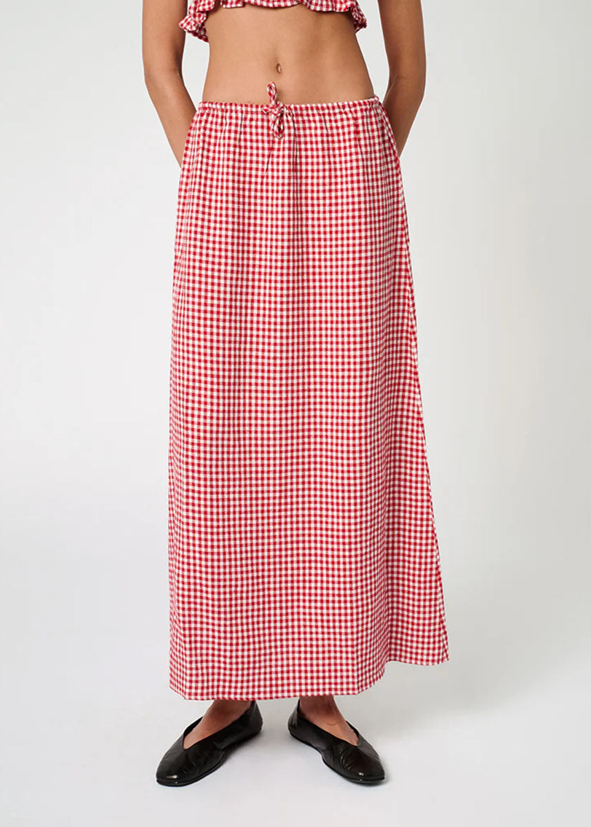 Brenna Tie-Waist Skirt - Red Multi